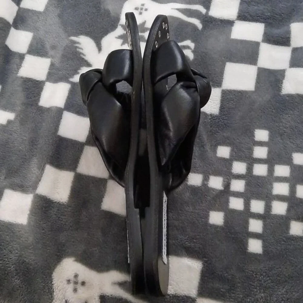Steve Madden Black Knotted Slide Sandals with Stud Accents